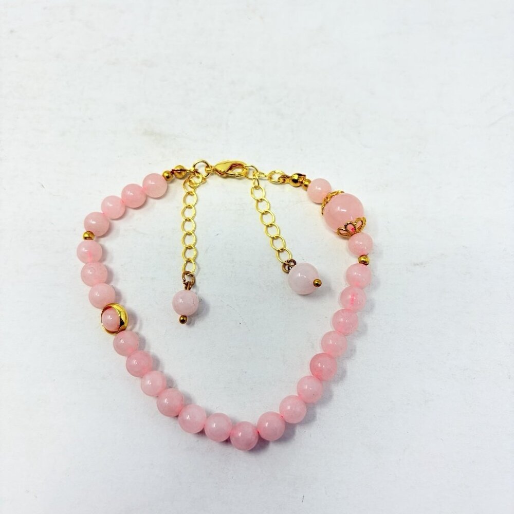 Shop LC Galilea Rose Quartz 6-10mm Beaded Anklet in Goldtone 8-9.5" Long 5117‎